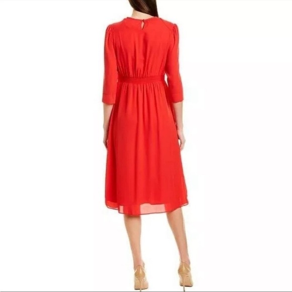 Nanette Lepore Silky Red 3/4 Sleeve Midi Dress Size 10 - Picture 2 of 8